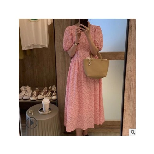2021夏季新款韩版超仙森系裙子法式甜美初恋泡泡袖连衣裙女装时尚图3