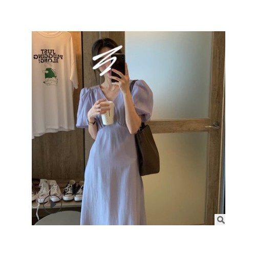 中长款连衣裙2021夏季法式复古初恋仙女森系温柔修身时尚女装裙子图3