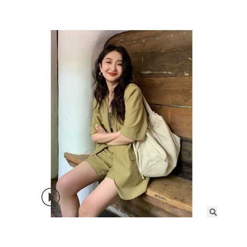 网红同款 级感女士休闲短袖西装外套女夏季2021新款薄款女装时尚图3