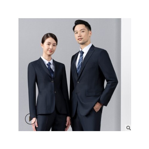 男士西装套装修身商务职业装工作服结婚西服藏青色防静电羊毛西裤图3