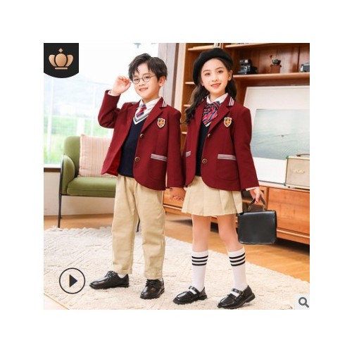 春秋款幼儿园园服小学生校服套装男女童英伦学院风儿童班服三件套图3