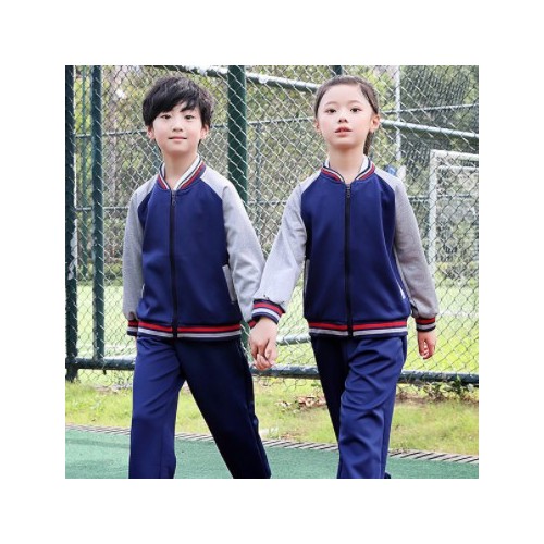 春秋款中小学生校服儿童套装蓝色棒球服英伦风幼儿园园服班服批发图3