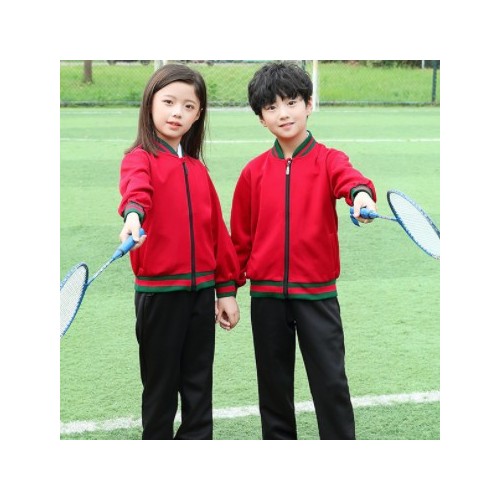 春秋款小学生校服红色套装初高中毕业班服幼儿园园服源头工厂批发图3