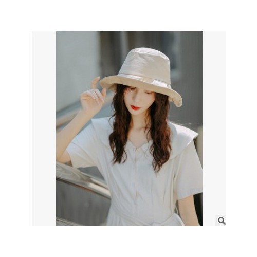 帽子女夏天渔夫帽休闲百搭大檐遮阳太阳帽纯色户外可折叠防晒帽潮图3