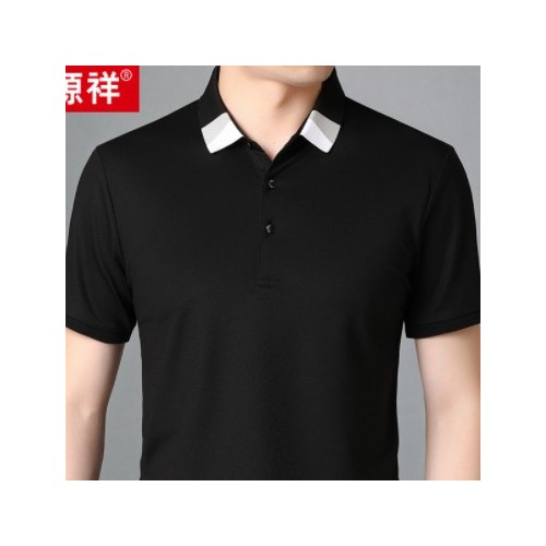 批发恒源祥短袖t恤男夏季中年男士桑蚕丝体恤翻领POLO衫衣服图1