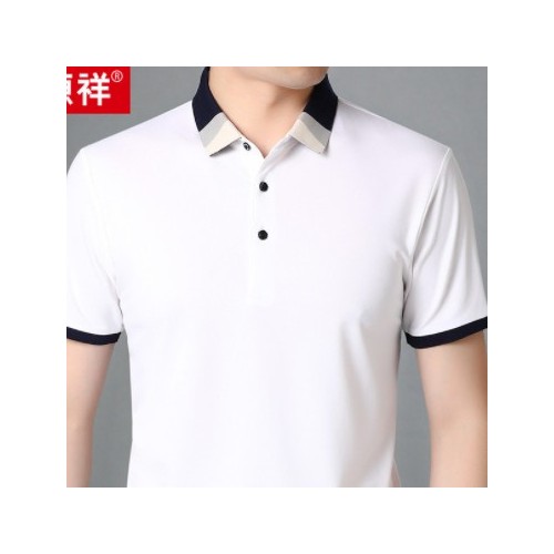 批发恒源祥短袖t恤男夏季中年男士桑蚕丝体恤翻领POLO衫衣服图3