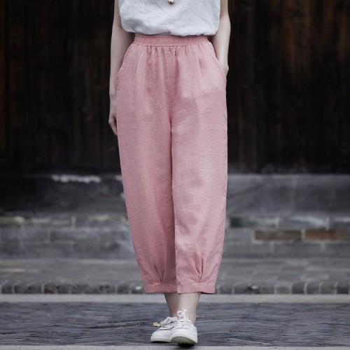 棉麻裤子女2024新款百搭显瘦休闲裤夏季薄款九分裤文艺棉麻萝卜裤