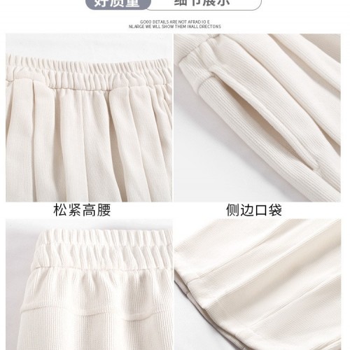 欧绵绒阔腿裤女秋冬2024新款慵懒风宽松显瘦垂感休闲裤直筒山本裤图3