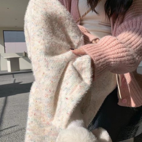 秋冬彩虹仿水貂绒糯米裤女加绒垂感高腰直筒休闲慵懒风阔腿拖地裤图2