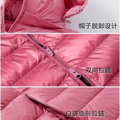轻型薄款羽绒服女中长款2024秋冬新款修身连帽大码外套脱卸帽跨境图3