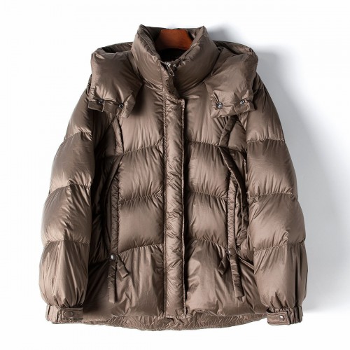 直播供货2024春季新品90白鹅绒羽绒服女式立领连帽中长款保暖外套图2