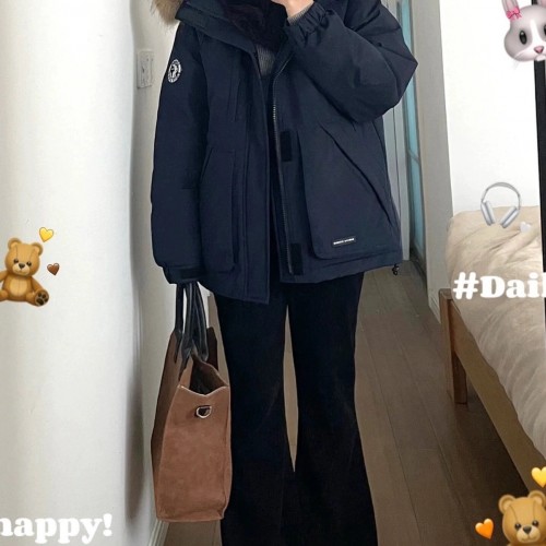 反季羽绒服女短款工装派克学生冲锋衣大毛领连帽白鸭绒冬装外套潮图3
