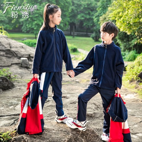 秋冬季新中小学生儿童三合一可拆卸冲锋衣班服幼儿园园服校服套装图2