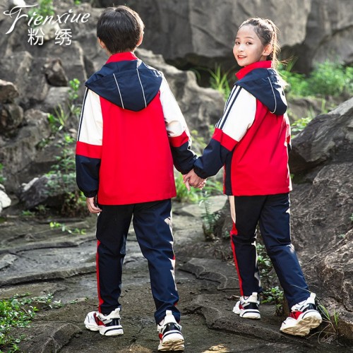 秋冬季新中小学生儿童三合一可拆卸冲锋衣班服幼儿园园服校服套装图3