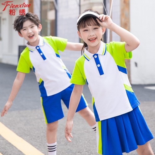粉绣2023夏季新款中小学生运动服儿童校服幼儿园园服班服表演套装图1