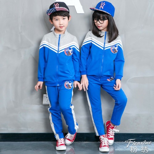 粉绣校服亲子装春秋款幼儿园园服小学生班服休闲运动套装一件代发图2