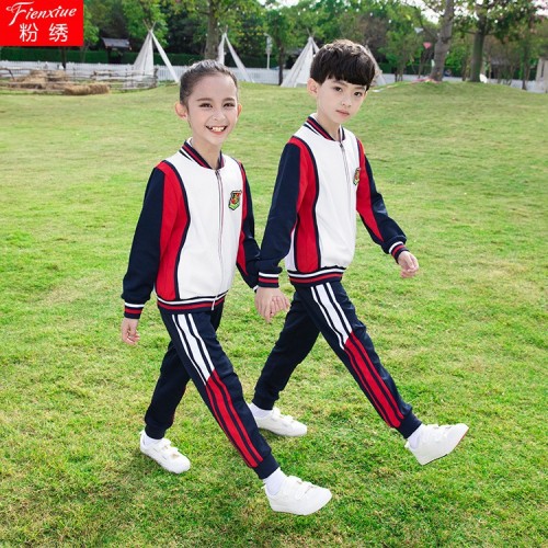 粉绣春秋季新款中小学生儿童校服幼儿园园服班服运动服学院风套装图2