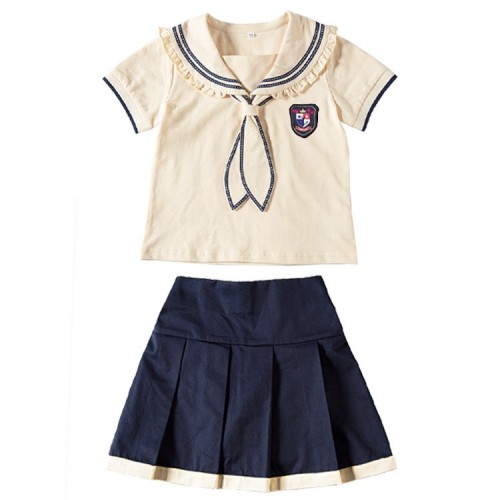 粉绣新款幼儿园园服夏季款套装学院风中小学生英伦风校服班服图2