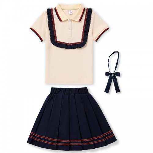 粉绣夏季幼儿园园服夏装英伦学院风校服套装小学生班服毕业照服装图2