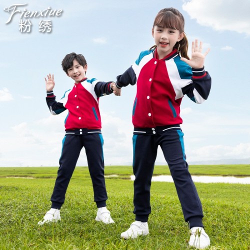 春秋装新款青少年校服儿童棒球服班服幼儿园园服柔软运动休闲套装图1