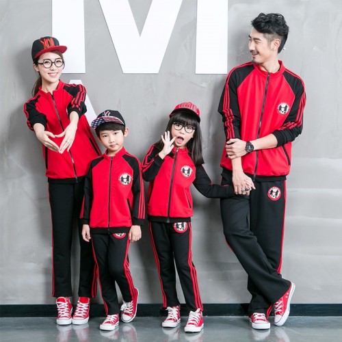 粉绣春秋款儿童幼儿园园服校服中小学生运动服班服亲子装休闲套装图3