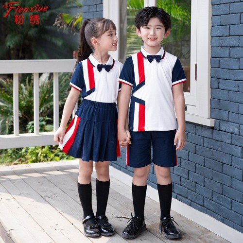 粉绣2022新款幼儿园园服夏季中小学生套装学院英伦风校服儿童班服图2