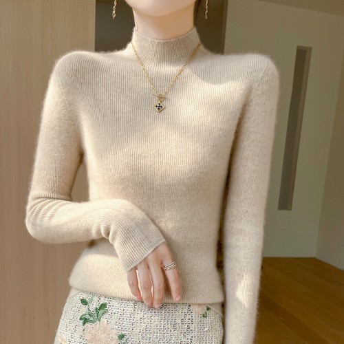 一线成衣无缝一体半高打底衫女内搭秋冬毛衣紧身长袖安迪绒针织衫