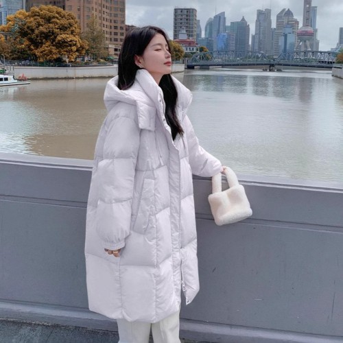 奶系甜美粉色韩版中长款过膝白鸭绒羽绒服女冬季2024新款加厚外套图2