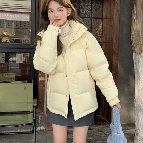 中戏短款羽绒服女2024新款白鸭绒加厚情侣面包服学生小个子外套冬图1