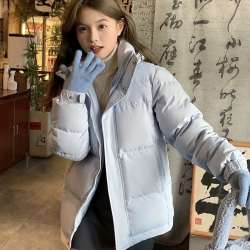 中戏羽绒服情侣短款2024冬季新款简约宽松加厚面包服极寒保暖外套图2