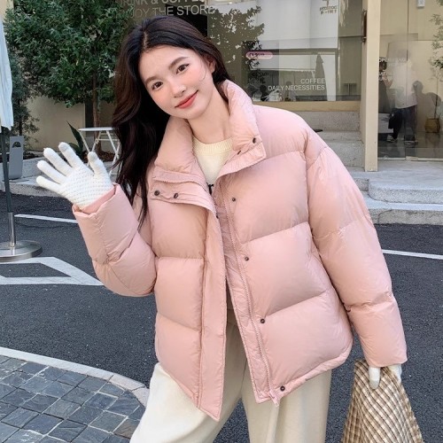 羽绒服女短款2024新款冬季小个子韩版百搭加厚面包服95白鸭绒外套图2
