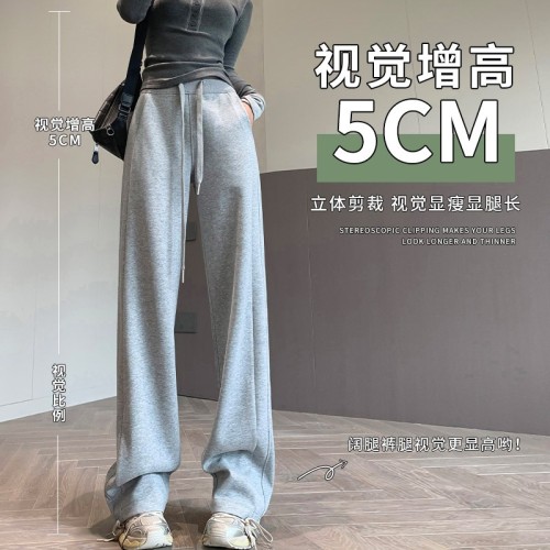 lulu运动裤女秋冬季加绒阔腿裤垂感高腰休闲裤加厚卫裤窄版直筒裤图3