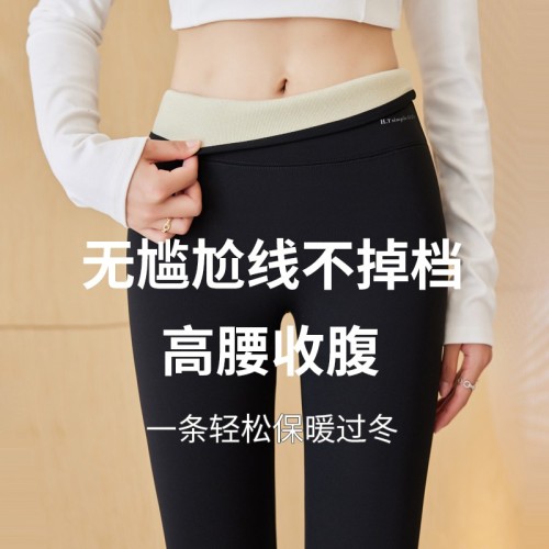 加绒鲨鱼裤女2024新款秋冬高腰打底裤外穿加厚保暖提臀瑜伽芭比裤图2