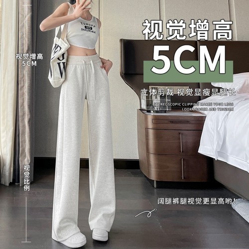 lulu运动裤女春秋2025新款卫裤秋冬加绒高腰窄版阔腿裤垂感直筒裤图2