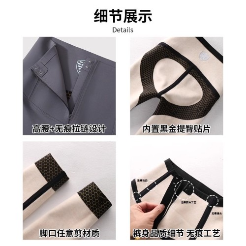 拉链鲨鱼裤女外穿秋冬加绒2024新款打底排扣高腰提臀瑜伽芭比裤子图3