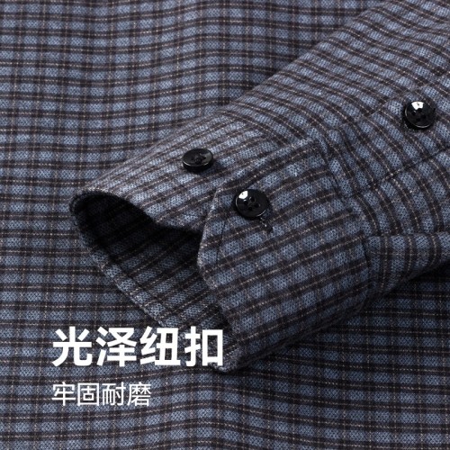 羊毛衬衫男长袖加绒加厚中老年爸爸装秋冬季男装休闲男士保暖衬衣图3