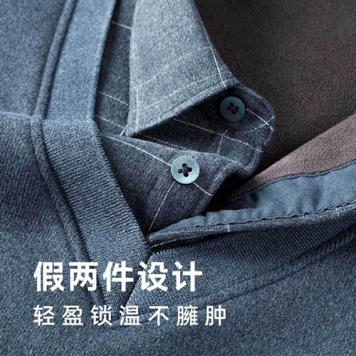 假两件毛衣男冬季加绒加厚男士衬衫长袖休闲打底衫新款男装针织衫图3