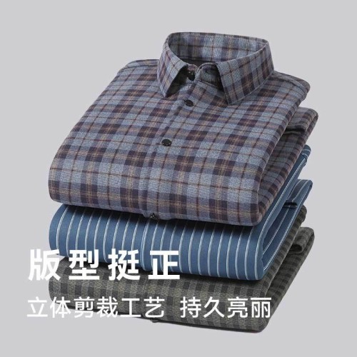 加绒衬衫男长袖冬季加厚男装中老年休闲羊毛男士磨毛发热保暖衬衣图2