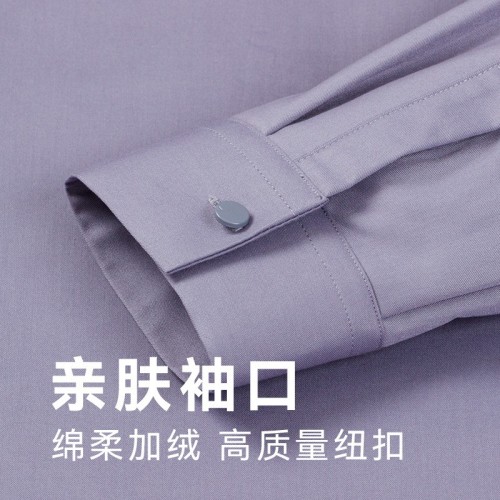 竹纤维保暖衬衣男长袖加厚男装商务正装抗皱免烫男士加绒白衬衫冬图3