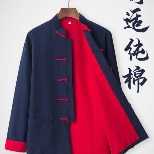 国潮唐装男青年潮牌中国风复古古风中式服装男装纯棉双层外套上衣图2