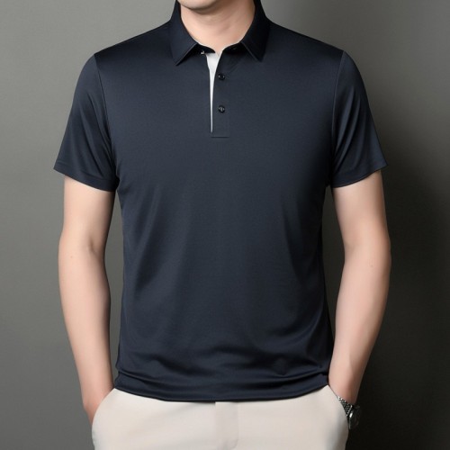 男式POLO衫2025夏季净色商务短袖t恤锦氨微弹中青年休闲体恤衫潮