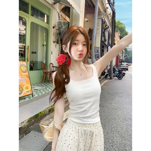 白色吊带背心女2025新款夏带胸垫美背文胸一体内搭遮副乳外穿上衣图3