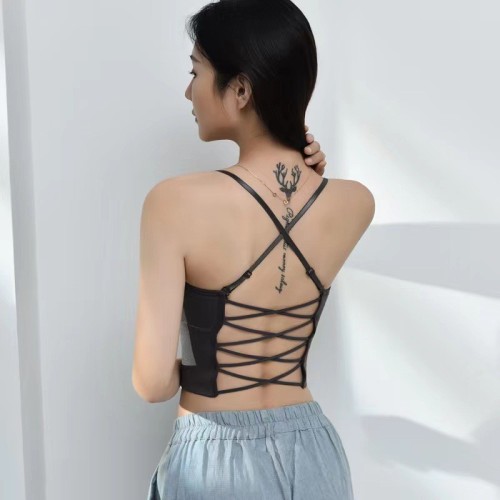卡卡同款美背吊带背心带胸垫内衣女抹胸内搭外穿一体式交叉美背女