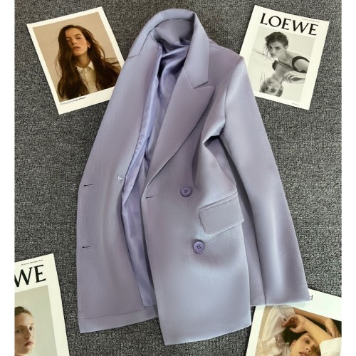 2025春秋装新款设计感时尚百搭双排扣小众西服香芋紫西装外套女图3