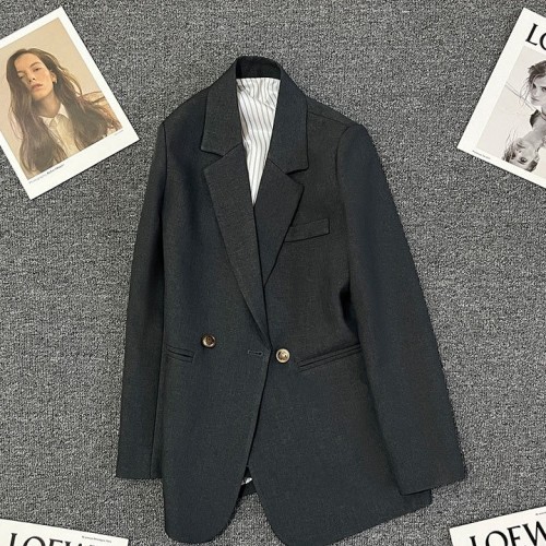 深灰色气质西装外套女2025春秋季八维服饰高级感休闲西服图3