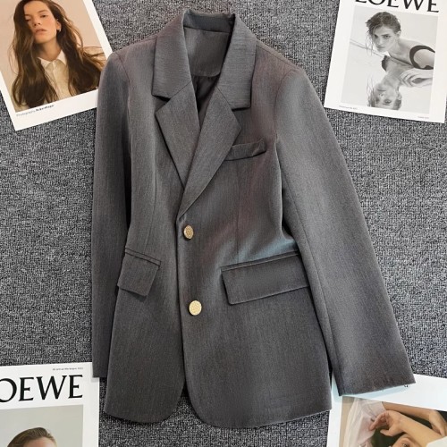灰色西装外套女2025春秋八维服饰春秋新款设计感休闲百搭西服图2
