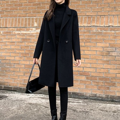 双面羊绒大衣女2024新款高端小个子修身显瘦羊毛大衣呢外 套女批发图2