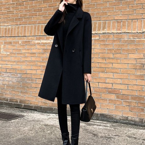 双面羊绒大衣女2024新款高端小个子修身显瘦羊毛大衣呢外 套女批发图1