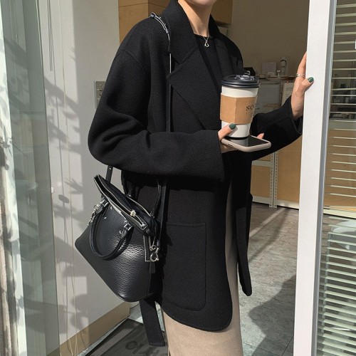 双面羊绒大衣女短款小个子秋冬女装2024新款小香风羊毛呢外套批发