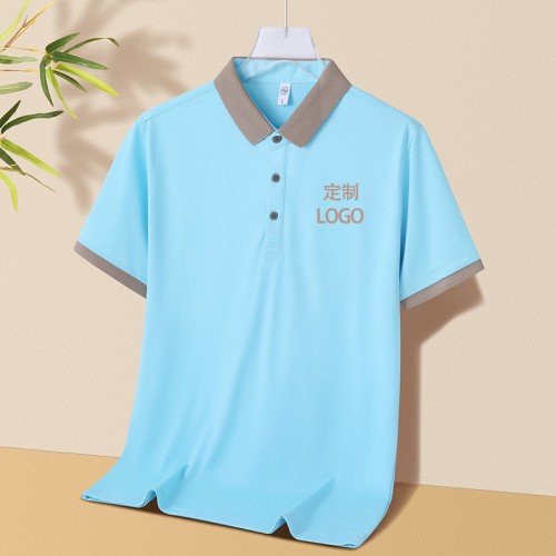 翻领短袖定制t恤工作服印字logo文化广告Polo衫工装衣团体服刺绣图1